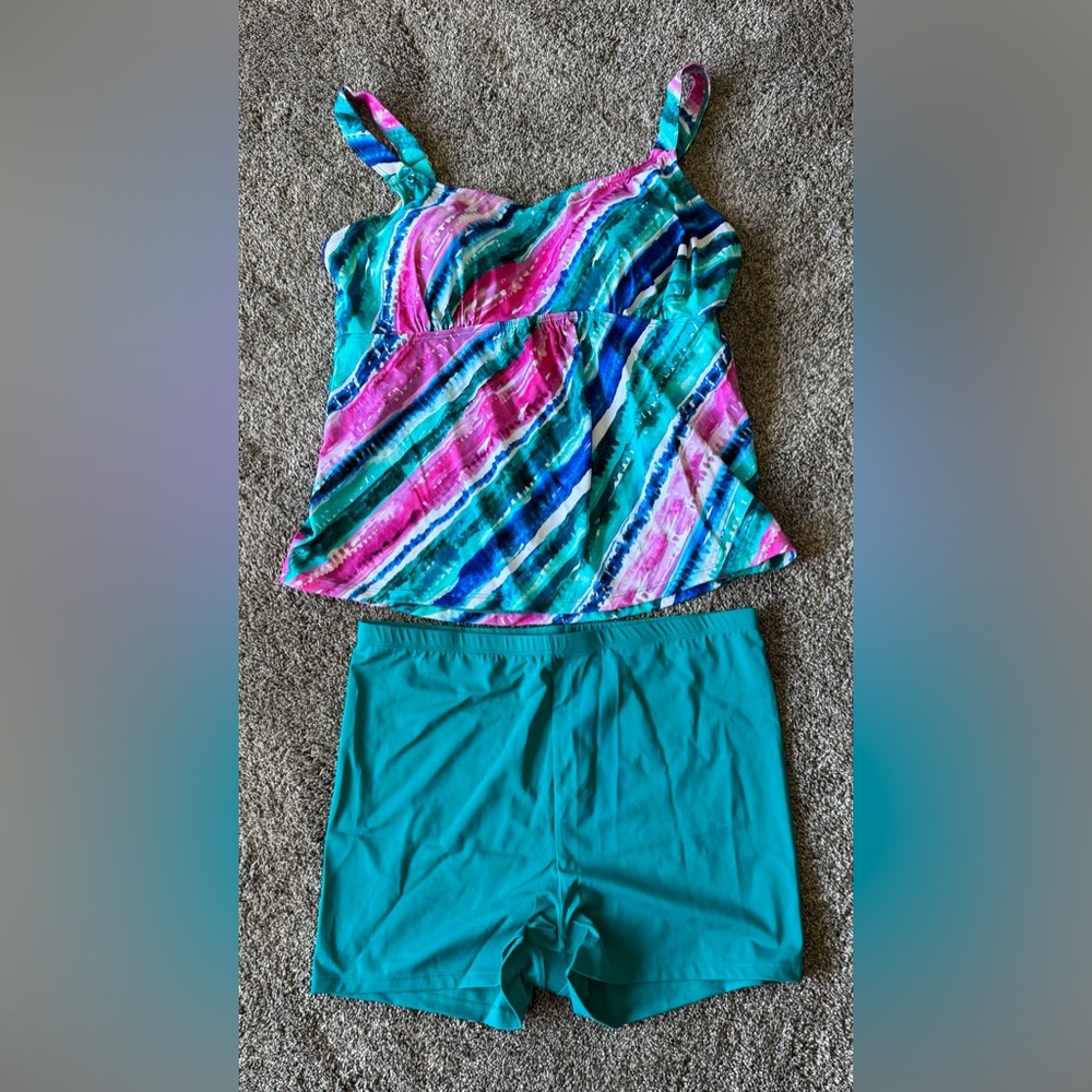 Swimsuits for All Swim 2 pc Swimsuit Size 16 Rainbow Stripes Brand New w/Tags - Picture 2 of 6